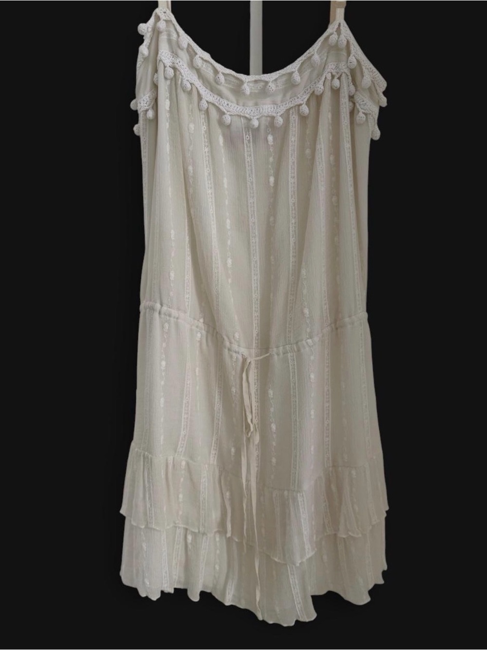 Cream Lace-Trim Boho Slip Dress